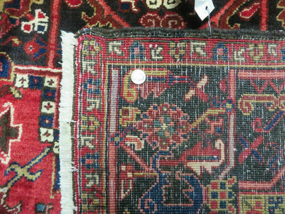Wonderful Persian Heriz Rug 8.6 x 11, Geometric Heriz Carpet, Semi Antique Decorative Area Rug, Red Ivory Dark Blue Handmade Wool Room Sized