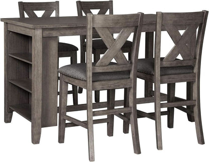 Caitbrook Rustic Counter Height Dining Table With Storage
