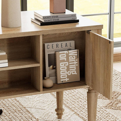Distressed Oak Farmhouse Executive Desk With Glass