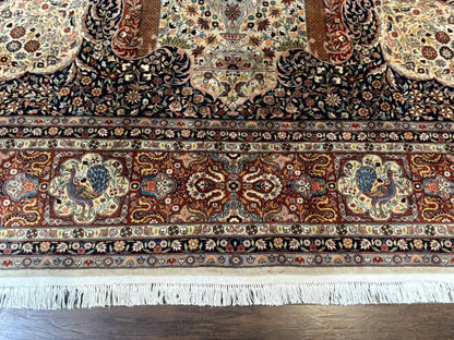 Wonderful Pak Persian Rug 9x12, Very Fine 260 KPSI, Floral Peacocks, Handmade Vintage Wool Rug