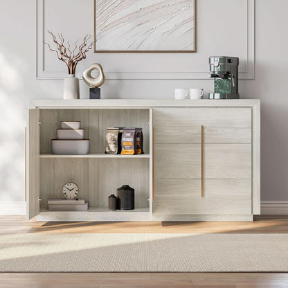 64 Inch Modern Industrial Sideboard Cabinet White Sand