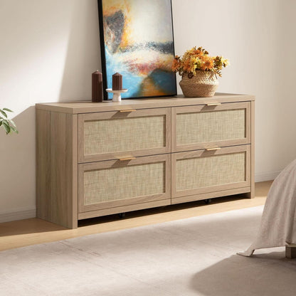 60.8 Inch Dresser Caramel Oak Finish With 7 Drawers