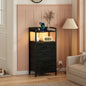 Black Nightstand With LED Lights And Built In Charging