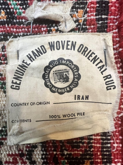 Persian Tribal Rug 2.6 x 5, Boteh Paisley Pattern, Red and Beige, Wool Hamadan Rug