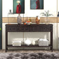 Rustic 60 Inch Console Table With Drawers And Shelf