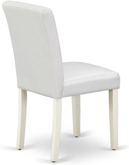 Parson Dining Chairs White Faux Leather Upholstered Pair