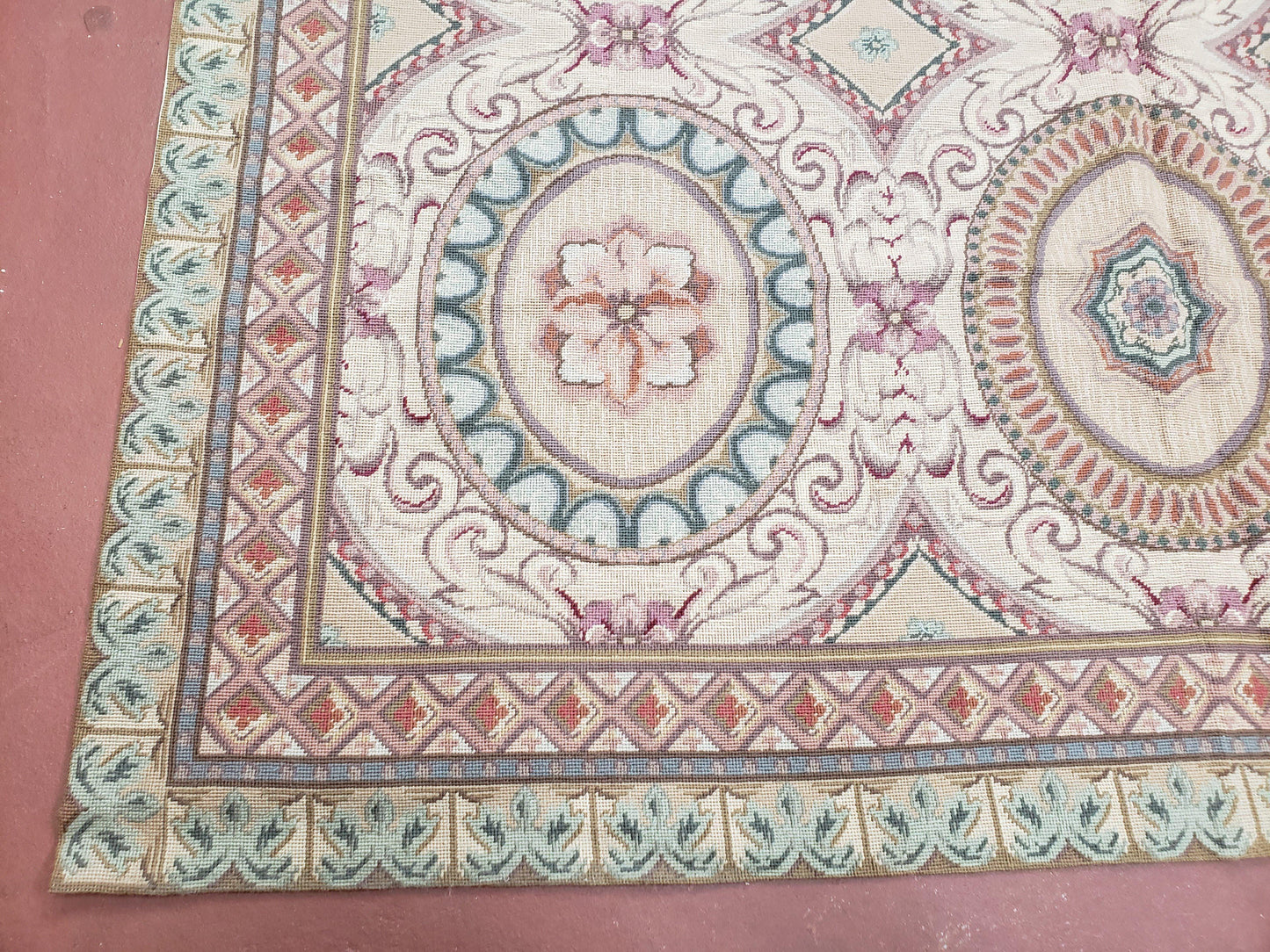 New Needlepoint Rug, 6x9 Needlepoint Carpet, Flatweave Rug, Vicotorian French European English Decor, Elegant Rug for Living Room, Handmade