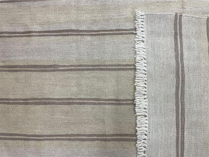 5x8 Turkish Kilim Rug, Flatweave Carpet, Striped Blanket, Southwestern Design, New, Gray, Wool, High Quality, Hand-Knotted