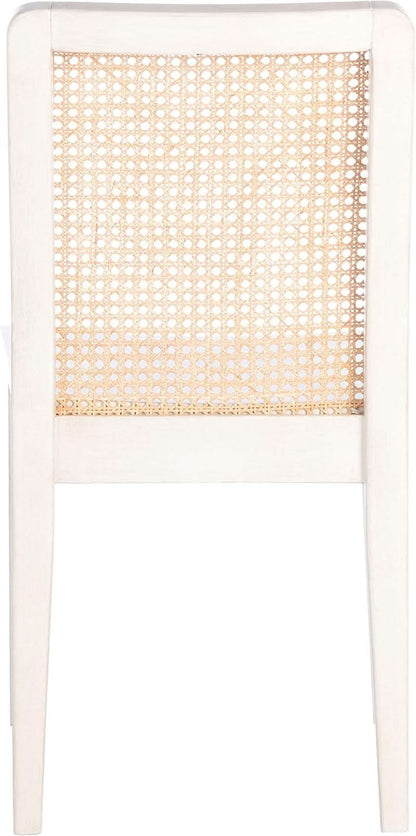 Coastal White And Natural Rattan Dining Chair Set Of 2