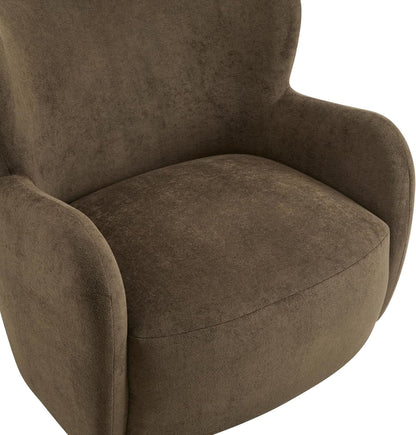 Brown Velvet Wingback Chair With Contoured Backrest