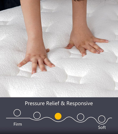 Queen 14 Inch Medium Firm Hybrid Memory Foam Mattress