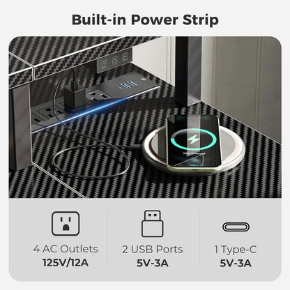 47 Inch L Shaped Gaming Computer Desk Power Outlets Plus