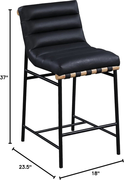 Black Vegan Leather Counter Stool 18W X 24D X 37.5H