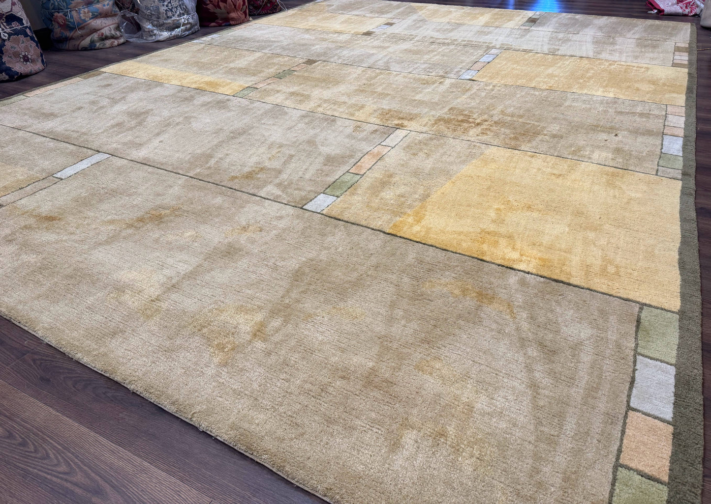 Tufenkian Tibetan Rug 12x16, Handmade Wool Modern Area Rug, Palace Size Carpet