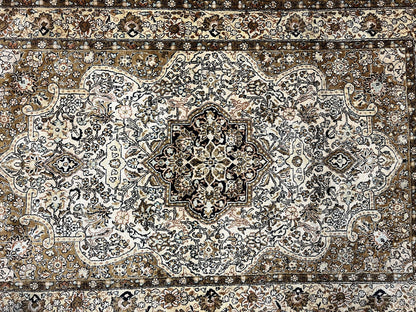 Persian Qum Silk Rug 3.5 x 5.5, Floral Medallion, Very Fine 350 KPSI, Handmade Silk on Silk Rug, Vintage