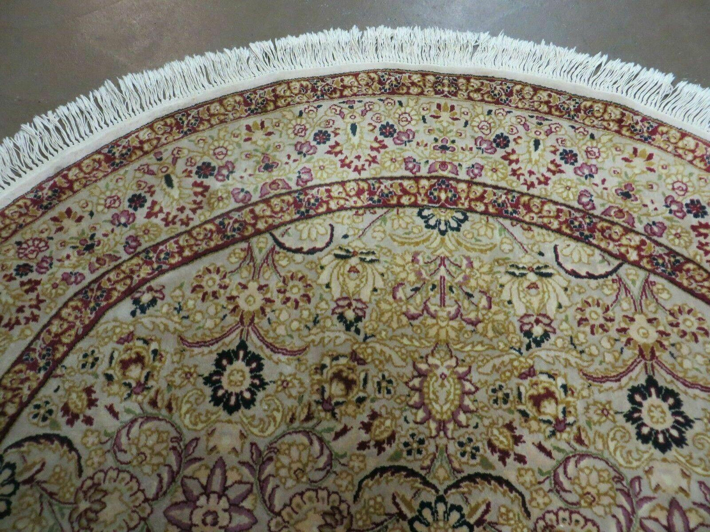 6' Handmade Fine Indian Wool Rug Carpet Round Silk Accent Beauty