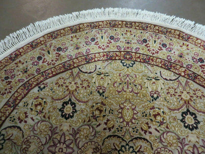6' Handmade Fine Indian Wool Rug Carpet Round Silk Accent Beauty