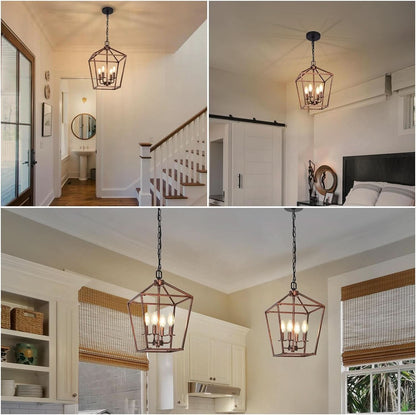 Antique Bronze 4-Light Chandelier Pendant Light Dining