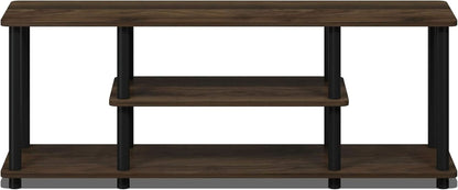 Turn-N-Tube 3-Tier TV Stand 50-Inch TVs No Tools Assembly Columbia Walnut Black