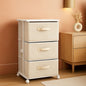 Beige Dresser Tower With 3 Drawers And Wood Top Fabric
