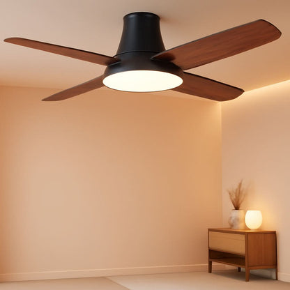 44 Inch Low Profile Black Ceiling Fan With Dimmable LED