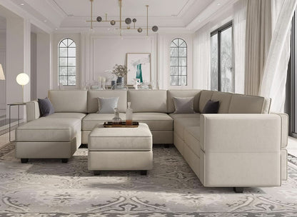 Modular U Shaped Sectional Sofa Grey Velvet With Storage