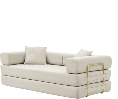 78Inch Convertible Sleeper Sofa Bed Beige Upholstery