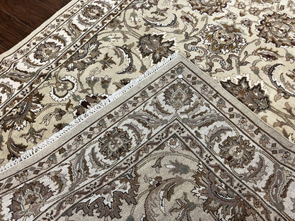 Indo Mahal Rug 6x9, Indian Carpet 6 x 9 ft, Light Green and Ivory, Floral Allover, Wool Oriental Carpet, Traditional Rug, Handmade