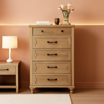 Oak Midcentury Dresser Five Drawers Storage Organizer