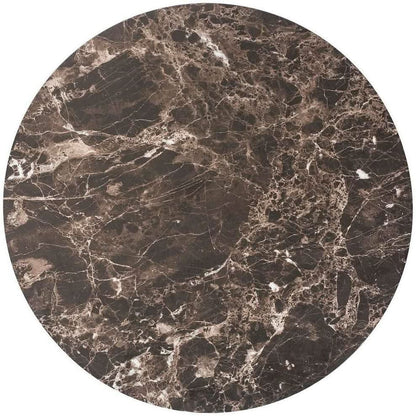 Round Bar Table With Faux Marble Top And Metal Base