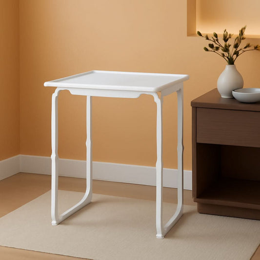 White Adjustable TV Tray Table With Height And Tilt