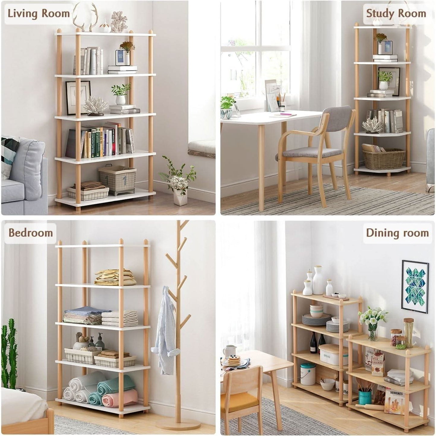 Three Tier White Bookcase Free Standing Display Rack