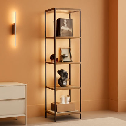 Display Shelf Floor Lamp With RGBW Light Gray Five Tier