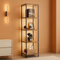 Display Shelf Floor Lamp With RGBW Light Gray Five Tier
