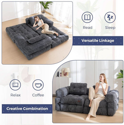 L Shaped Folding Sofa Bed Grey Convertible Sleeper Sofa