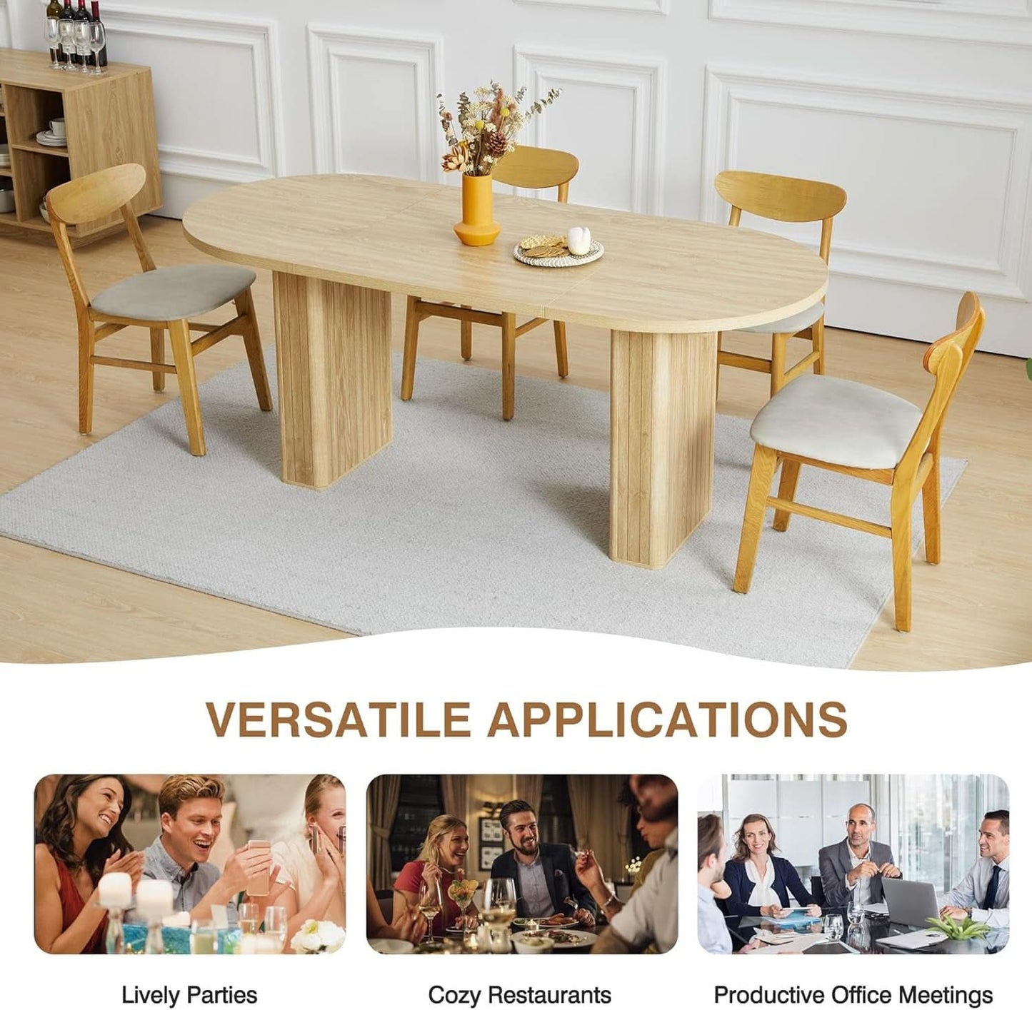 70.8 Inch Natural Dining Table For Kitchen And Dining Room