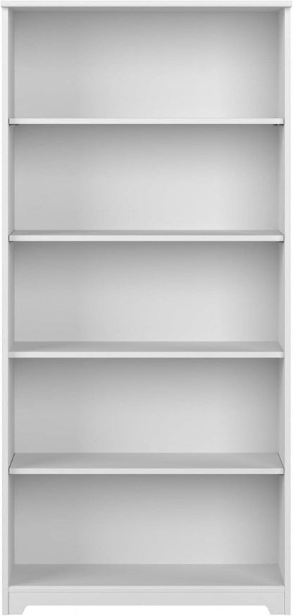 Bush Cabot White Tall Five Shelf Bookcase Unit With Adjustable Shelves