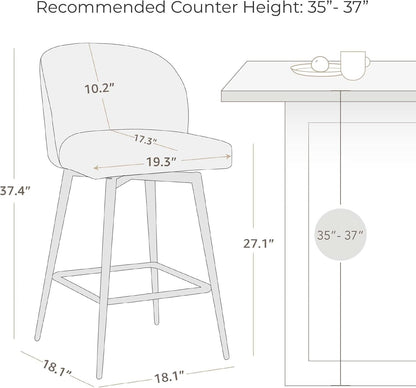 Counter Height Bar Stools Set of 3 26 Inch Seats 360 Swivel