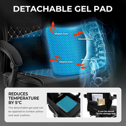 Black Breathable Fabric Gaming Chair With Massage Pad