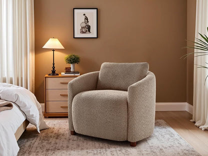 Boucle Barrel Chair Set 2 CloudSoftSherpaLounge Velvet