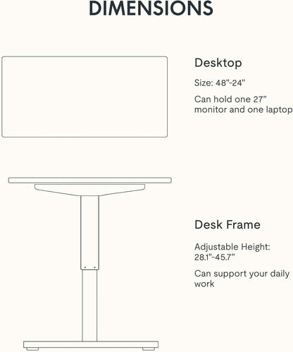 Electric Height Adjustable Standing Desk 48x24 Home Office
