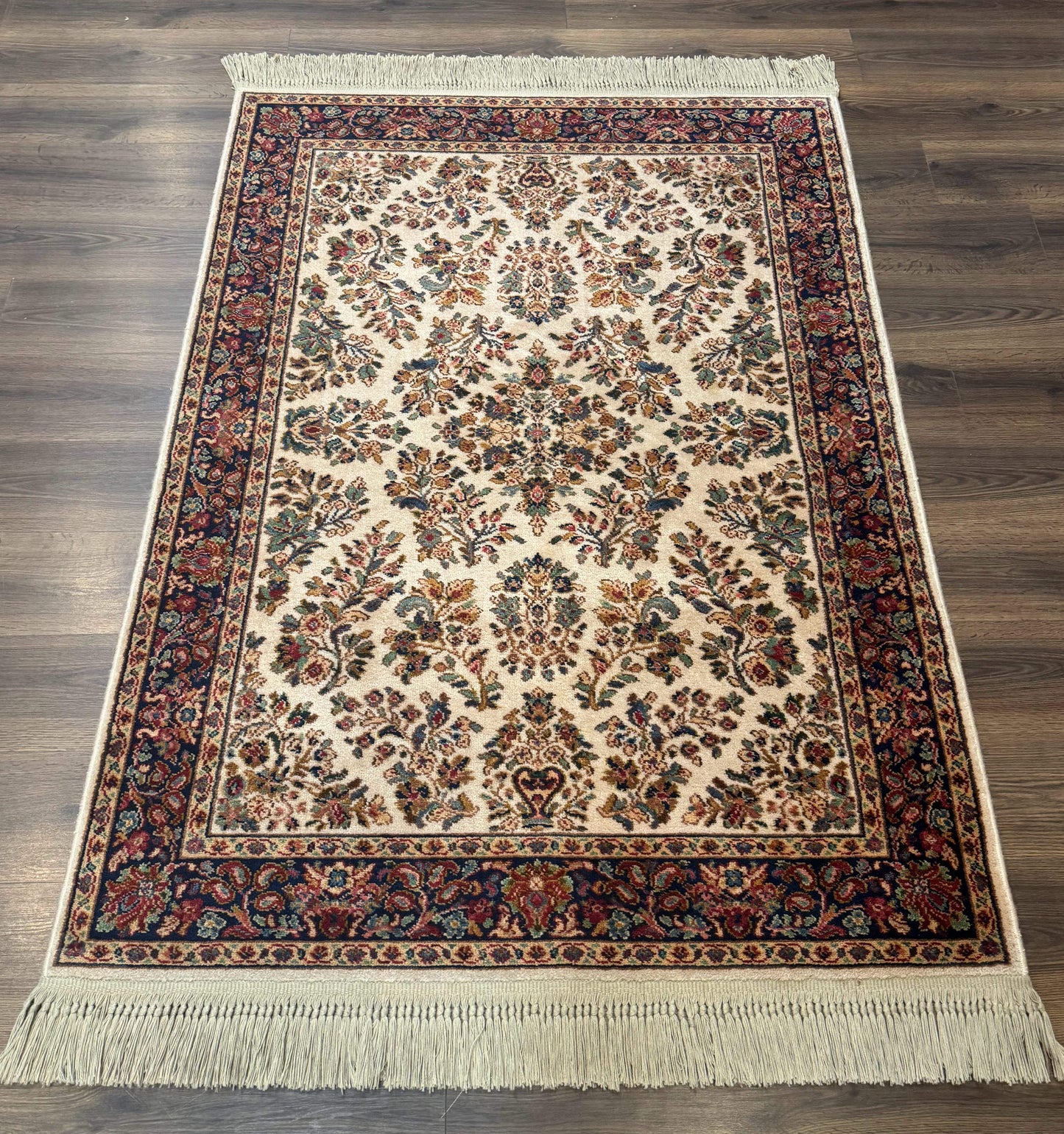4x6 Karastan Rug Ivory Sarouk #760, Wool Vintage Original 700 Series