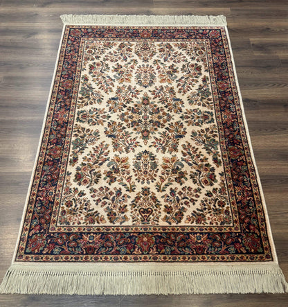 4x6 Karastan Rug Ivory Sarouk #760, Wool Vintage Original 700 Series