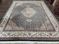 Sino Persian Rug 9x12, Dark Green and Ivory, Medallion, Mahi Herati, Elegant Oriental Carpet, Wool Hand Knotted Traditional Room Sized Rug