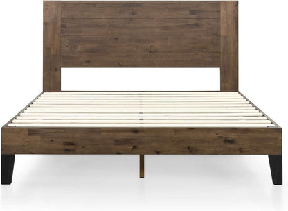 Queen Size Solid Wood Platform Bed Frame With Headboard