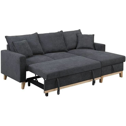 Gray Reversible Sleeper Sectional With Storage Chaise