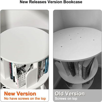Rotating Bookshelf 2 Tier White Narrow Corner Swivel