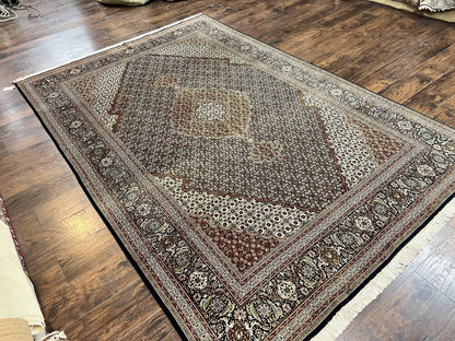 Wonderful Persian Tabriz Rug 7x10 ft, Very Fine 50 Raj 350 KPSI Oriental Carpet, Herati Mahi Pattern, Authentic Hand Knotted Handmade Wool Vintage