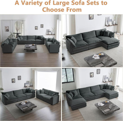 Grey Chenille 2 Piece Loveseat Armchair Set With Pillows