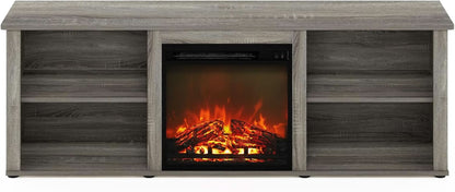 70 Inch TV Stand With Electric Fireplace In French Oak Grey